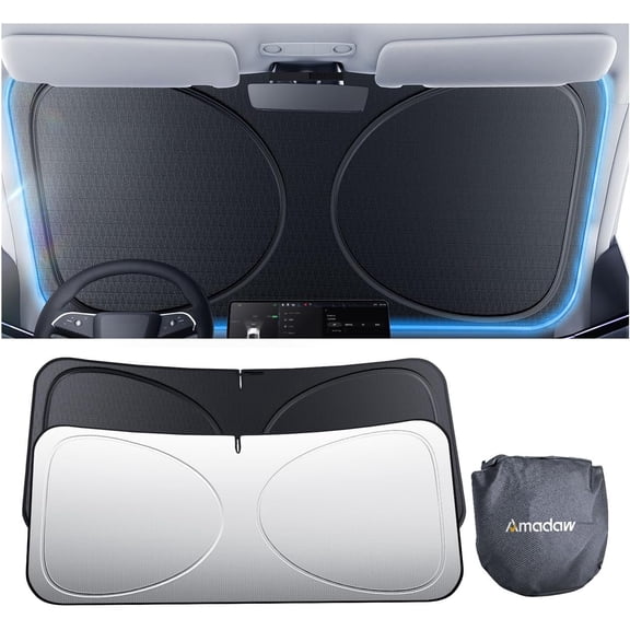 Windshield Sun Shade for Ford Bronco, Jeep Gladiator/Wrangler,ect for 2000-2026 | Multi-Layer UV Block & Heat Insulation | Keeps Car Cool & Protects Interior, Easy Storage with Bag