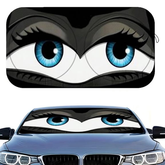 Windshield Sun Shade Funny, Car Sun Shade Windshield Cute, Car Eyes Sun Shade