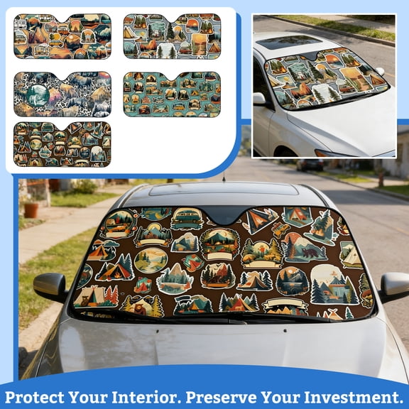 Windshield Sun Shade, Funny Windshield Sun Shade, Foldable Sun Shade for Car Windshield, 57X27 Inch Us National Flag Print Car Front Windshield Sun Blocker, Blocks Harsh Uv Rays,