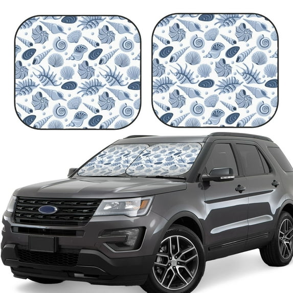 Windshield Sun Shade, Gray Conch Shell Foldable Car Sun Shade Windshield For Front, 2 Pieces