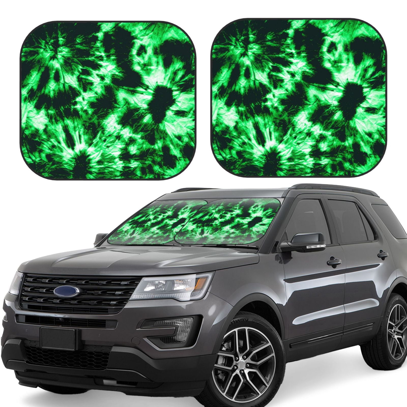 Avocado Green Patttern Print Car Sun Shade