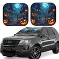 thumbnail image 1 of Windshield Sun Shade, Halloween Pumpkin Castle Purple Foldable Car Sun Shade Windshield for Front, 2 Pieces, 1 of 7