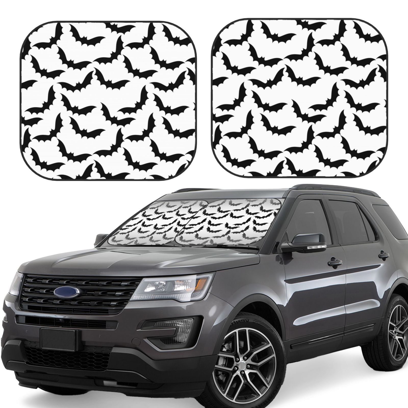 Windshield Sun Shade Halloween black cool Bat 2 Pieces Car Front Sun ...