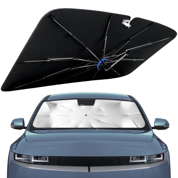 Windshield Sun Shade for Hyundai IONIQ 5 2022-2026 with 360° Rotating Shaft, Custom Fit Umbrella Sunshade for UV Blocking, Interior Heat Protection, Easy Storage