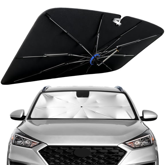 Windshield Sun Shade for Hyundai Tucson 2016-2021 with 360° Rotating Shaft, Custom Fit Umbrella Sunshade for UV Blocking, Interior Heat Protection, Easy Storage