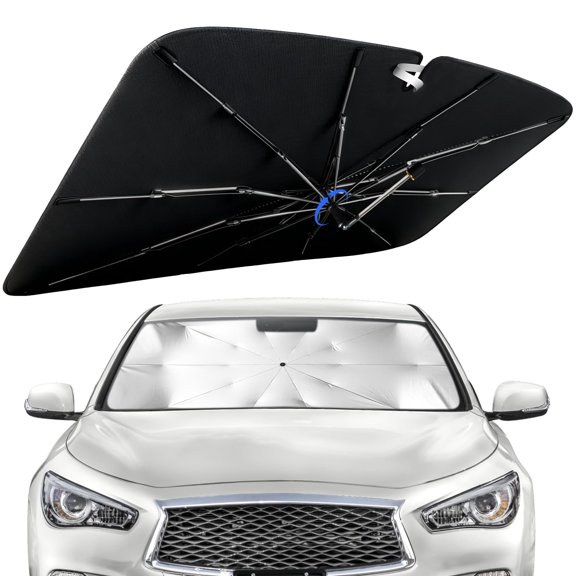 Windshield Sun Shade for Infiniti Q50 2014-2026 with 360° Rotating Shaft, Custom Fit Umbrella Sunshade for UV Blocking, Interior Heat Protection, Easy Storage