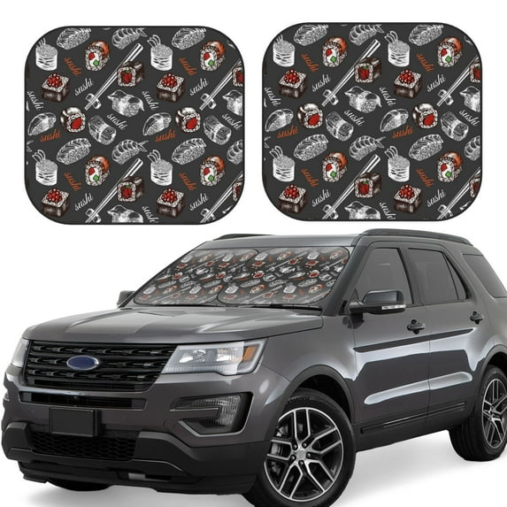 Windshield Sun Shade, Japanese Sushi Hashi Foldable Car Sun Shade Windshield For Front, 2 Pieces