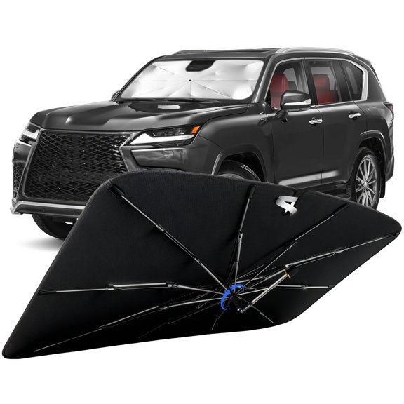 Windshield Sun Shade for Lexus LX 2008-2026 with 360° Rotating Shaft, Custom Fit Umbrella Sunshade for UV Blocking, Interior Heat Protection, Easy Storage