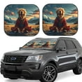 thumbnail image 1 of Windshield Sun Shade, Meditating Golden Retriever Foldable Car Sun Shade Windshield for Front, 2 Pieces, 1 of 7