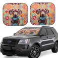 thumbnail image 1 of Windshield Sun Shade, Painted Flower Puppy Foldable Car Sun Shade Windshield for Front, 2 Pieces, 1 of 7