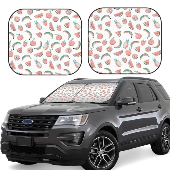 Windshield Sun Shade, Pink Fruit A Foldable Car Sun Shade Windshield For Front, 2 Pieces