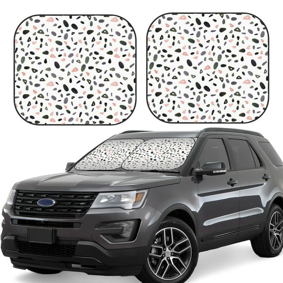 Windshield Sun Shade, Polygonal Circles Pattern Foldable Car Sun Shade Windshield For Front, 2 Pieces