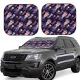 thumbnail image 1 of Windshield Sun Shade, Purple Blue Jellyfish Print Foldable Car Sun Shade Windshield For Front, 2 Pieces, 1 of 4