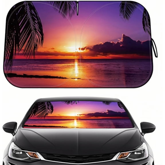 Windshield Sun Shade - Reflector Sunshade Offers Protection for Interior, Cool Reflective Sun Blocker Fits Small Sedans, Mini SUVs