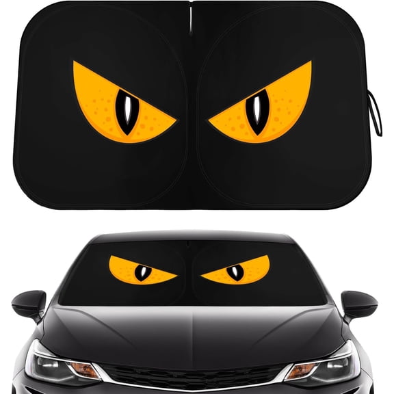 Windshield Sun Shade - Reflector Sunshade Offers Protection for Interior, Cool Reflective Sun Blocker Fits Small Sedans, Mini SUVs