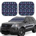 thumbnail image 1 of Windshield Sun Shade, Skull Pink Flower Blue Foldable Car Sun Shade Windshield For Front, 2 Pieces, 1 of 4