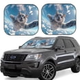 thumbnail image 1 of Windshield Sun Shade, Skydiving Cat Fisheye View Foldable Car Sun Shade Windshield for Front, 2 Pieces, 1 of 7