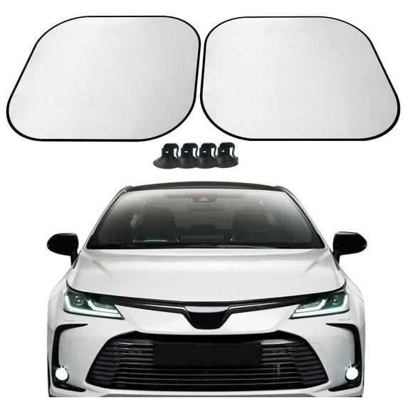 Windshield Sun Shade,Small 18"x15" Foldable 2-Piece Car Sunshades Reflect UV Sun and Heat and Protect Your Car,Foldable & Retractable Sun Visor Universal Fit for Small Sedan