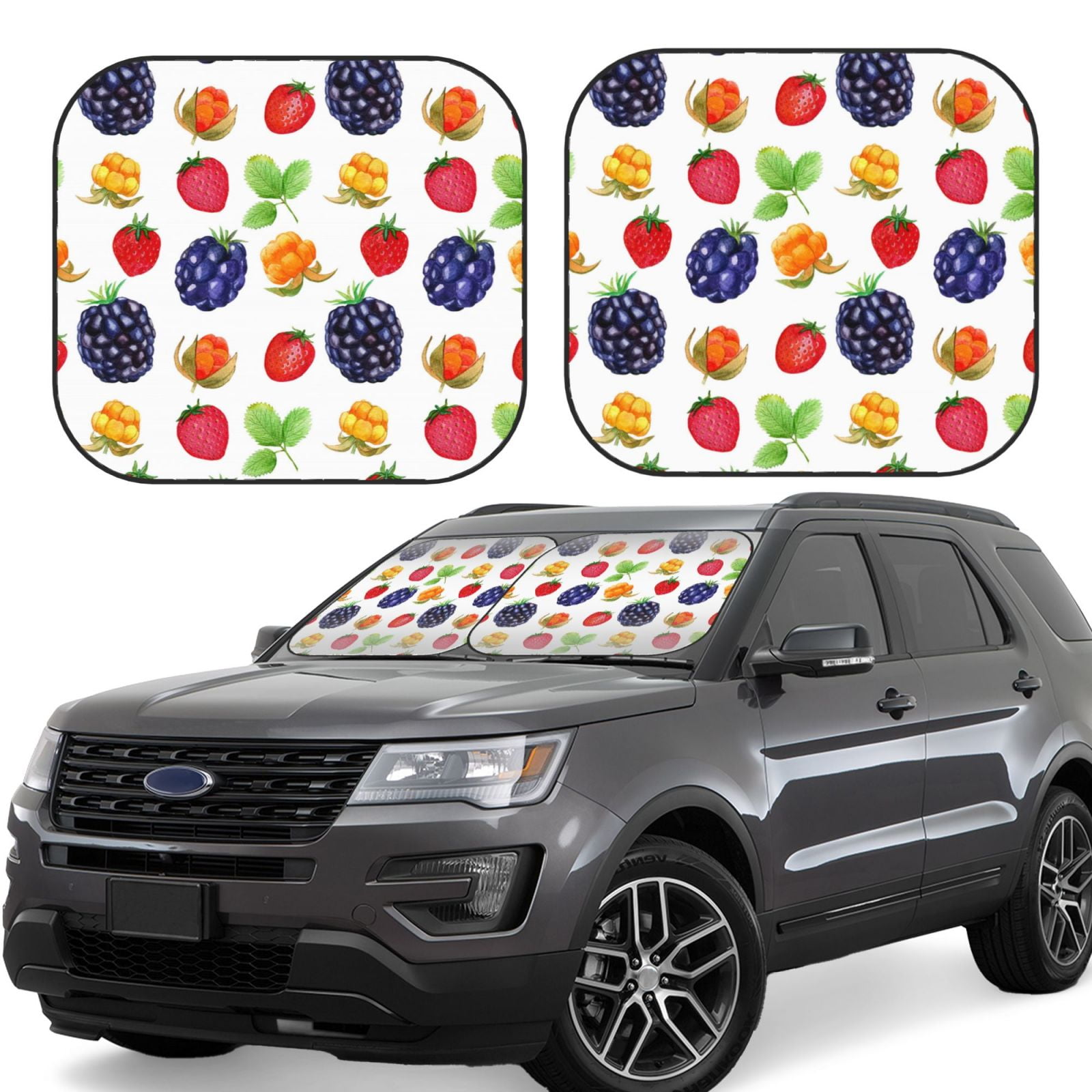 Strawberry Black Car Sun Shade 55