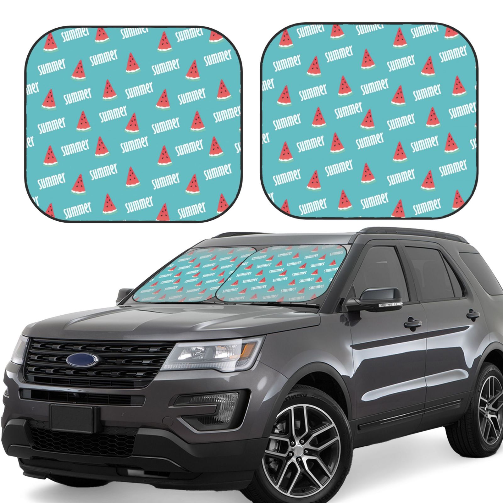 Su Shade Rv Windshield Sun Shade, Summer Blue Watermelon 2-Piece Foldablecar ...