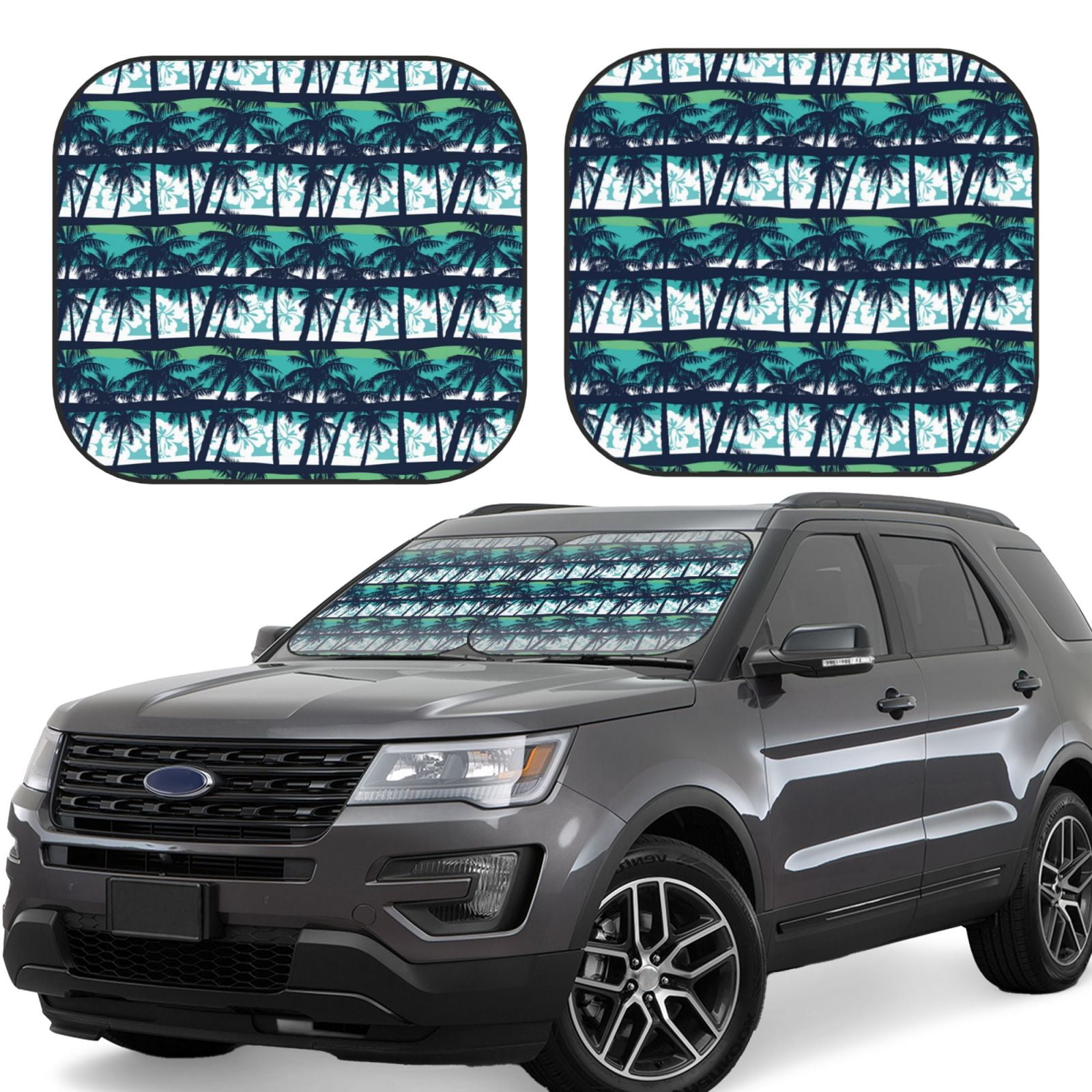 Palm Tree Beach Pattern Print Car Sun Shade
