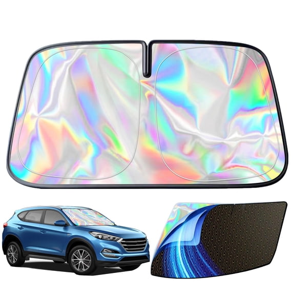 Windshield Sun Shade, Sunshade for Car Windshield, Foldable Anti-UV Windshield Sunshade, 5-Layer Iridescent Reflective Blocks: UV & Heat Protection