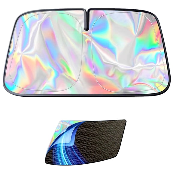 Windshield Sun Shade, Sunshade for Car Windshield, Foldable Anti-UV Windshield Sunshade, 5-Layer Iridescent Reflective Blocks: UV & Heat Protection