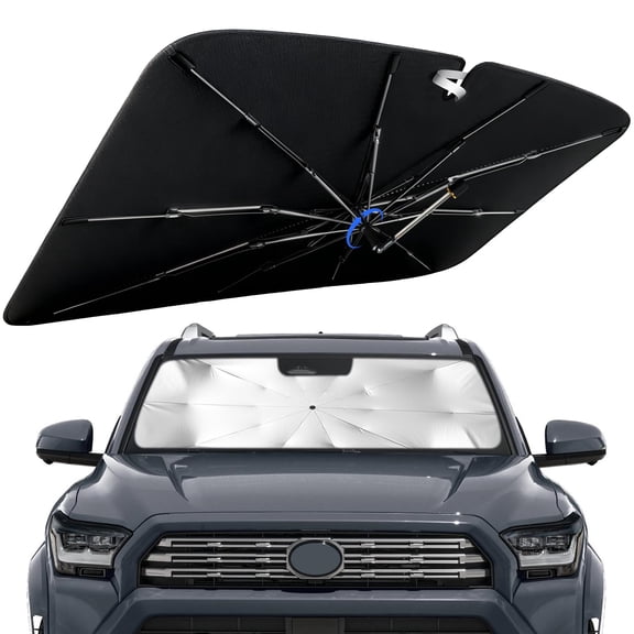 Windshield Sun Shade for Toyota 4Runner 2010-2026 with 360° Rotating Shaft, Custom Fit Umbrella Sunshade for UV Blocking, Interior Heat Protection, Easy Storage