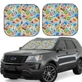thumbnail image 1 of Windshield Sun Shade, Travel Stamp Print Foldable Car Sun Shade Windshield For Front, 2 Pieces, 1 of 4