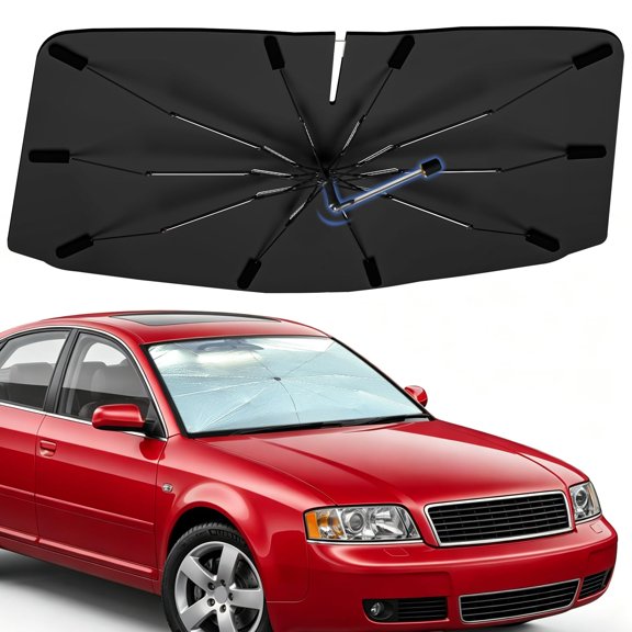 Windshield Sun Shade Umbrella for Audi A6 19952004,Double Layer 242T Polyester Sunshade for Car Front Window for A6,UV Protection Sun Blocker & Heat Shield