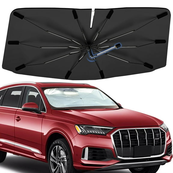 Windshield Sun Shade Umbrella for Audi Q7 2016-2025, 360 Rotation Sunshade Intended for car Interior Accessories, High Reflective Front Window Sun Shield Visor for UV Protection