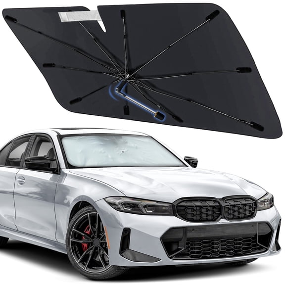 Windshield Sun Shade Umbrella for BMW 3 Series 2019-2026, Foldable Car Sunshade for Front Window with 360 Rotating Shaft, Custom-Fit Parasol para Carro for UV Blocking & Heat Reduction