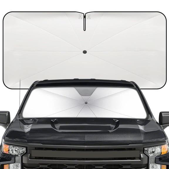 Windshield Sun Shade Umbrella for Chevrolet Silverado 1500 2019-2026, Heat-Reflective Front Window Shade, Umbrella Sunshade Cover Blocks Heat, Protects Interior, Vehicle-Specific Precision Fit