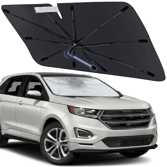 Windshield Sun Shade Umbrella for Ford Edge 2015-2026, Foldable Car Sunshade for Front Window with 360 Rotating Shaft, Custom-Fit Parasol para Carro for UV Blocking & Heat Reduction