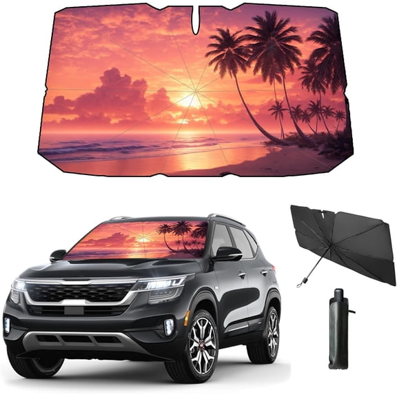 Windshield Sun Shade Umbrella for  Front Window Sun Visor for Windshield  Summer Accessories Protect Interior from UV Rays & Heat for Sedan, Compact SUV, Hatchbacks 57"*31"