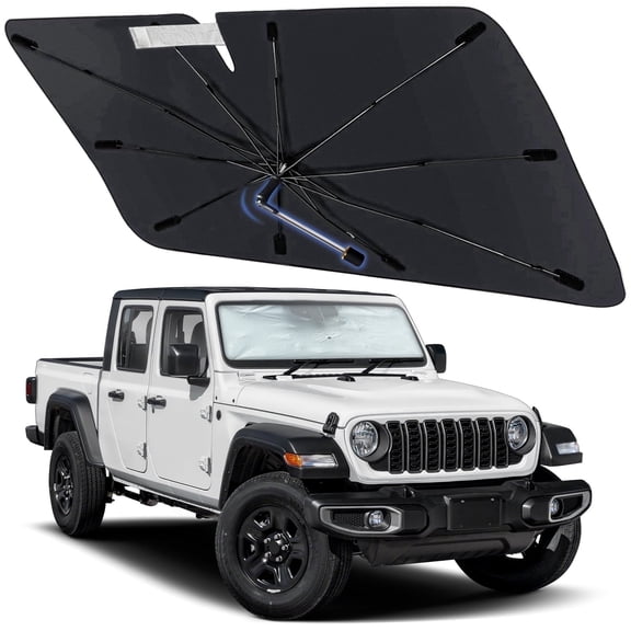 Windshield Sun Shade Umbrella for Jeep Gladiator 2020-2026, Foldable Car Sunshade for Front Window with 360 Rotating Shaft, Custom-Fit Car Sun Shade Umbrella for UV Blocking & Heat Reduction