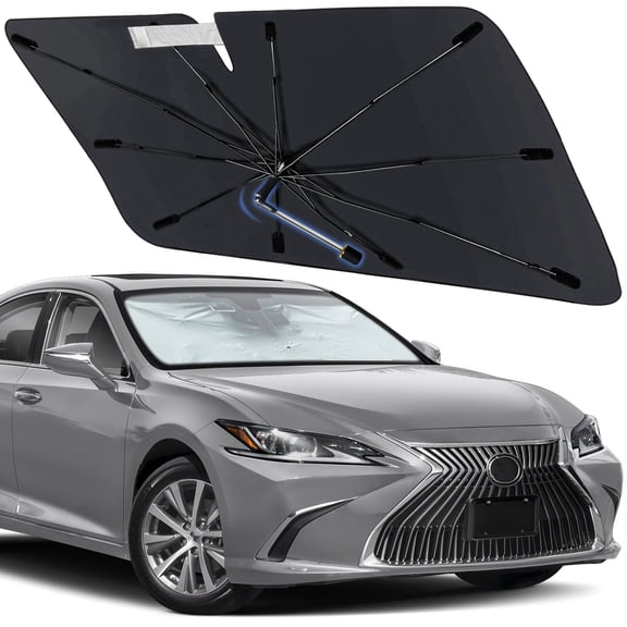 Windshield Sun Shade Umbrella for Lexus ES 2018-2026, Foldable Car Sunshade for Front Window with 360° Rotating Shaft, Custom-Fit Parasol para Carro for UV Blocking & Heat Reduction