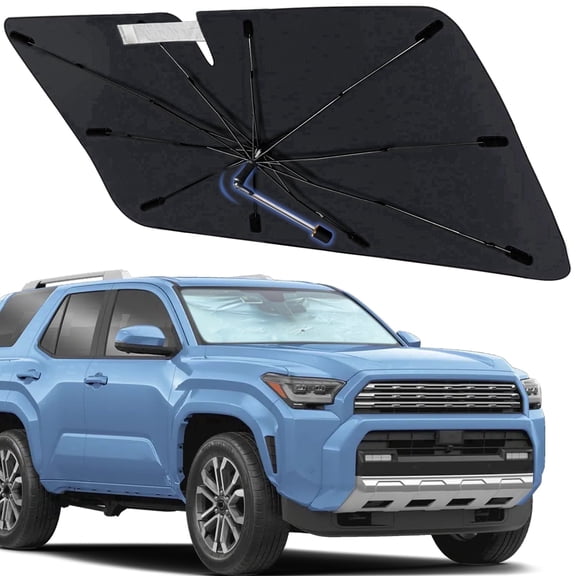 Windshield Sun Shade Umbrella for Toyota 4Runner 2010-2026, Foldable Car Sunshade for Front Window with 360 Rotating Shaft, Custom-Fit Car Sun Shade Umbrella for UV Blocking & Heat Reduction