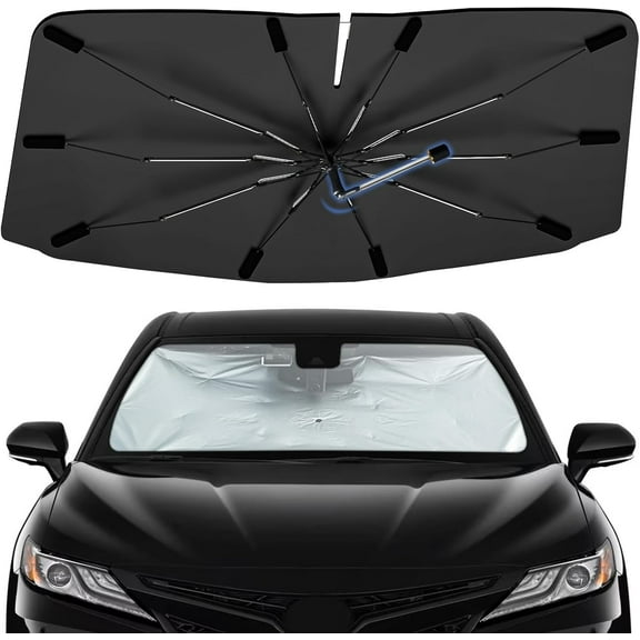 Windshield Sun Shade Umbrella for Toyota Camry 2003-2025, 360 Rotation Sunshade Intended for car Interior Accessories, High Reflective Front Window Sun Shield Visor for UV Protection
