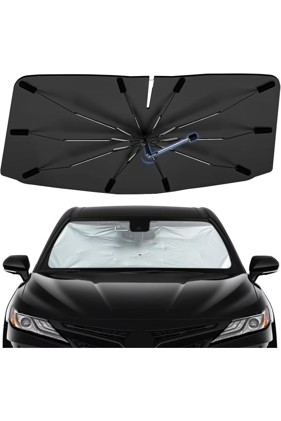 Windshield Sun Shade Umbrella for Toyota Camry 2003-2025, 360 Rotation Sunshade Intended for car Interior Accessories, High Reflective Front Window Sun Shield Visor for UV Protection