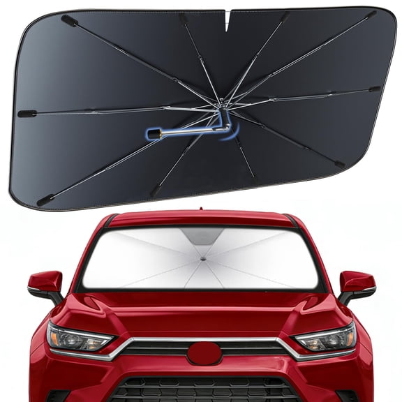 Windshield Sun Shade Umbrella for Toyota Grand Highlander 2024-2026, Heat-Reflective Front Window Shade, Umbrella Sunshade Cover Blocks Heat, Protects Interior, Vehicle-Specific Precision Fit