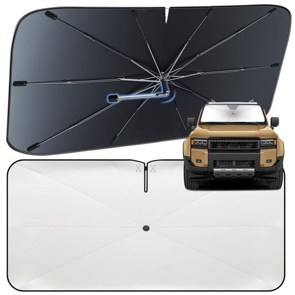 Windshield Sun Shade Umbrella for Toyota Land Cruiser 2024-2026 – Nano-Coated Front Window Shade, Umbrella Sunshade Cover Blocks Heat, Protects Interior, Vehicle-Specific Precision Fit