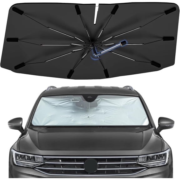 Windshield Sun Shade Umbrella for Volkswagen Tiguan 2018-2025, 360 Rotation Sunshade Intended for car Interior Accessories, High Reflective Front Window Sun Shield Visor for UV Protection