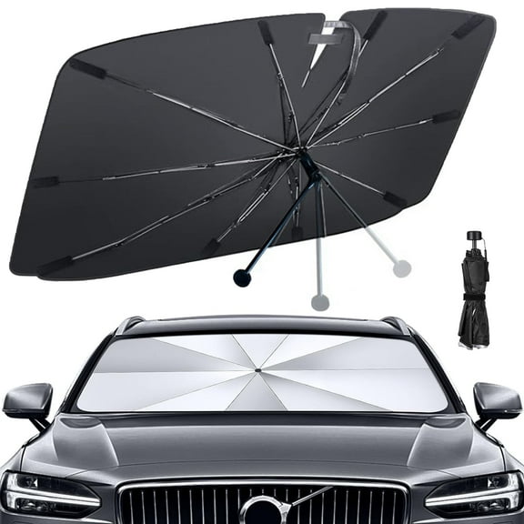Windshield Sun Shade Umbrella, Windshield Umbrella Shade, Car Sun Shade Windshield Cover, Foldable Car Front Window Protector, Summer Car Essentials for Cars Windshield Fits, SUVs, Hatchback