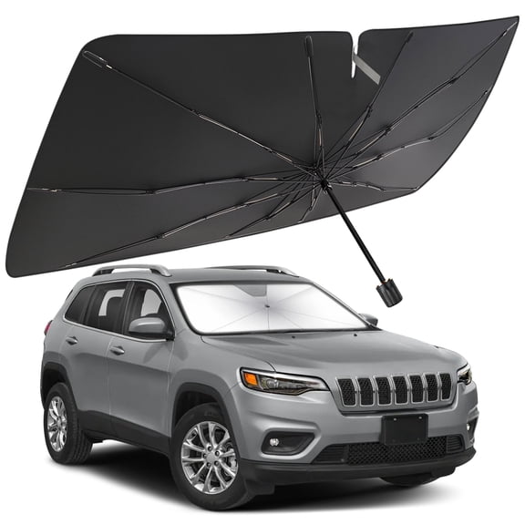 Windshield Sun Shade Umbrella for Jeep Cherokee 2011-2025, Foldable Car Umbrella Sunshade with UV Block Front Window Cover (Heat & Sun Protection)