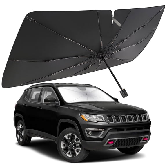 Windshield Sun Shade Umbrella for Jeep Compass 2017-2025, Foldable Car Umbrella Sunshade with UV Block Front Window Cover (Heat & Sun Protection)