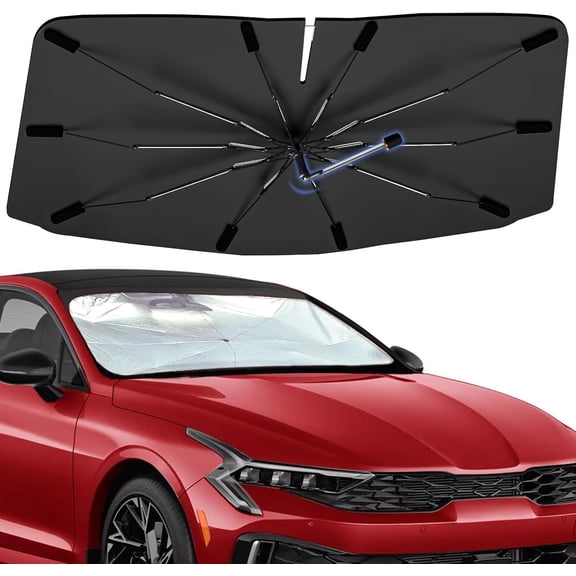 Windshield Sun Shade Umbrella for kia k5 2021-2025, 360 Rotation Sunshade Intended for car Interior Accessories, High Reflective Front Window Sun Shield Visor for UV Protection