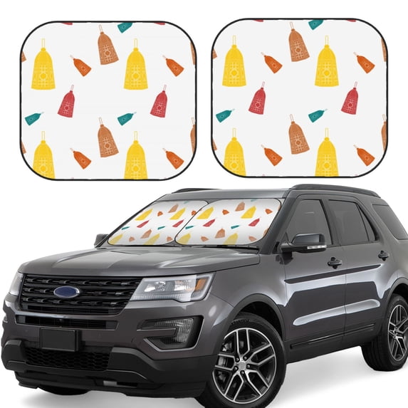 Windshield Sun Shade, Vintage Light Bulb Cute Foldable Car Sun Shade Windshield For Front, 2 Pieces