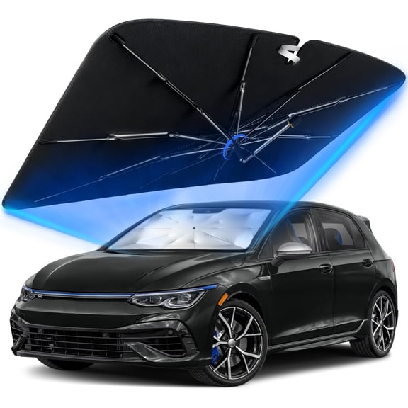 Windshield Sun Shade for Volkswagen Golf 2010-2026 with 360°Rotating Shaft, Custom Fit Umbrella Sunshade for UV Blocking, Interior Heat Protection, Easy Storage