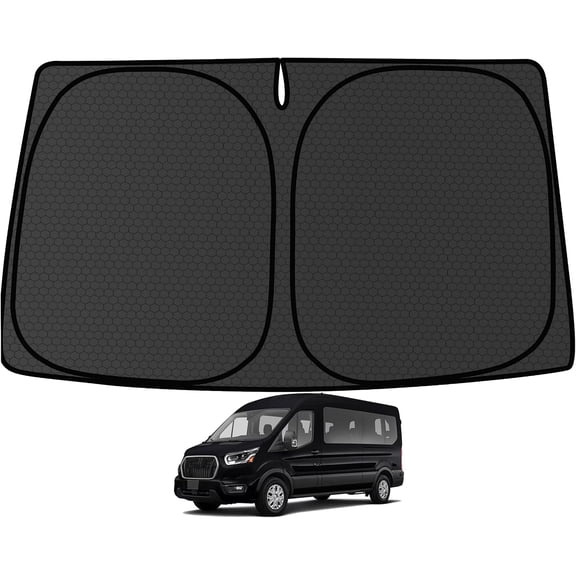 Windshield Sun Shade for 2015-2025 Van Blocks UV Rays, Custom Foldable Thickened Front Window Visor, Heat Resistant Car Sunshade